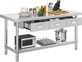 YITAHOME 60" X 24" NSF Stainless Steel Table with 3 Drawers, Work Table with Drawer, Metal Table Prep Table for Commercial Home Kitchen Restaurant Garage Warehouse