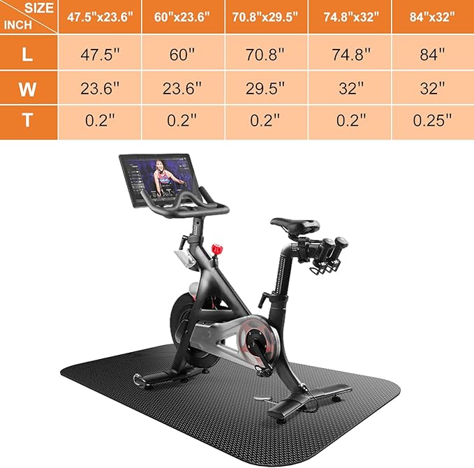 Treadmill Mat,Bike Mat,Stationary Bike Mat,Foldable Treadmill Mat for Hardwood Floors and Carpet.for Exercise Bike,Exercise Equipment Indoor Cycles,Rowing Elliptical (23.6" X 60")