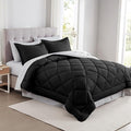 Modern Threads 7-Piece Reversible Comforter Set - Bedding Ensemble with Comforter, Sheets, Pillowcases, and Shams, Black Queen