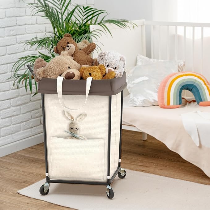 Mefirt 160L Laundry Hamper with Wheels and Handle, 2 Section Large Rolling Laundry Basket Bag with Wheels, Clothes Hamper Cart for Laundry, Bedroom, Bathroom and Dorm