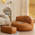 Bean Bag Chairs for Adults, Faux Leather Bean Bag Sofa, Ergonomic Support & Easy Clean with Wet Wipes, DIY Filling for Living Room, Bedroom, Garden Floor Seating (B)