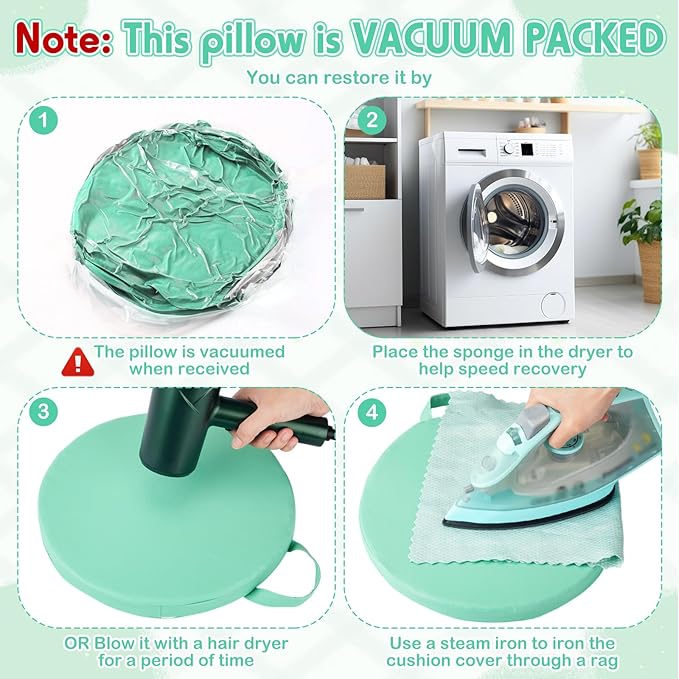 Suzile 12 Pcs 12'' Floor Cushions for Classroom Flexible Floor Seating with Handles Classroom Carpet Cushions for Kids Toddlers Daycare Preschool Furniture(Mint Green)