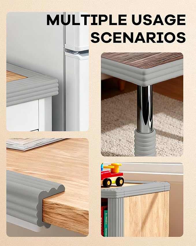 PUSHUJIA Edge and Corner Guards with Strong Adhesive Extra Thick Baby Proofing Furniture Protector for Table Desk Bed Cabinets Child Safety for Home and Nursery (Grey, 6.56 Feet)