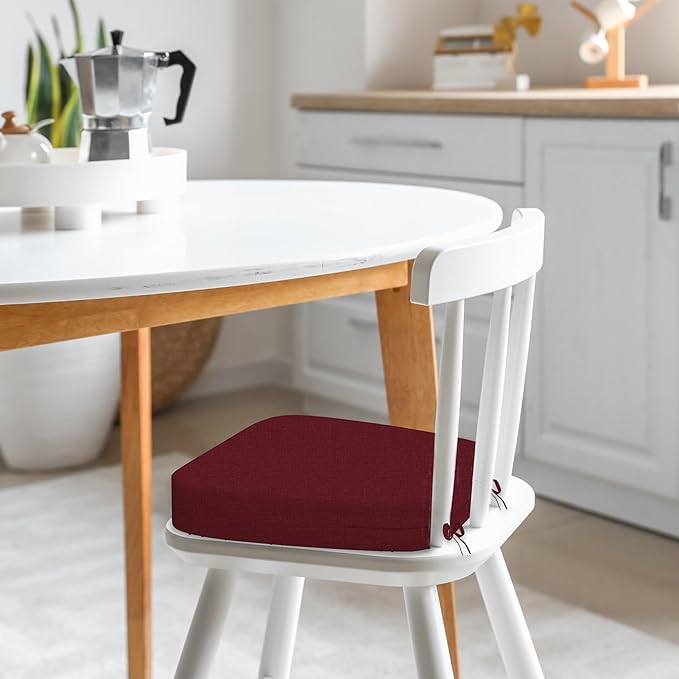 17'' x 16'' x 2.5"Thick Chair Cushions for Dining Chairs, 8 Pack WaterProof Easy Clean Kitchen Chair Pads with Ties and Non-Slip Backing - 30D High Elastic Foam Soft Kitchen Chair Cushions