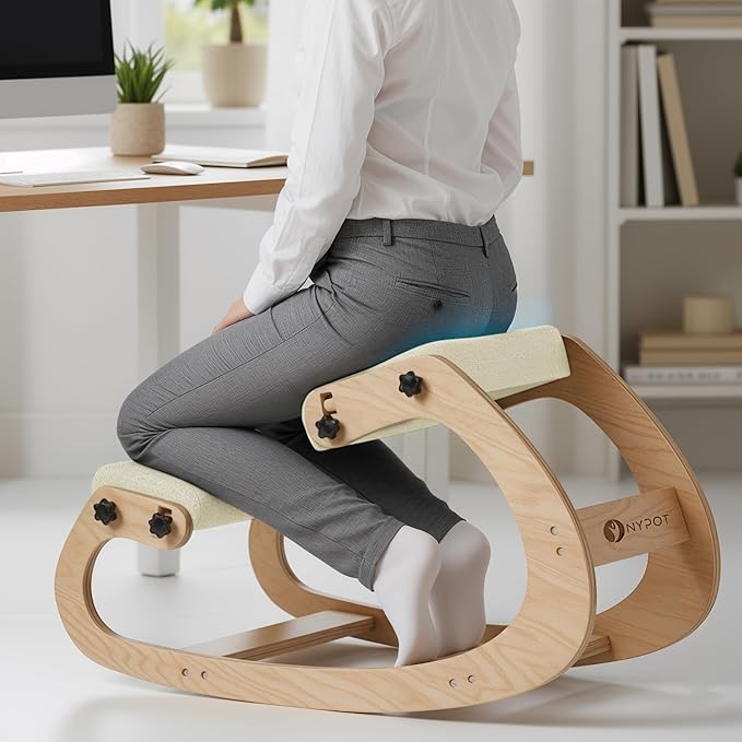 NYPOT Ergonomic Kneeling Chair with Adjustable Seats - Knee Chair for Posture Correction & Kneel Rocking Stool for Desk - Back Pain Relief for Home and Office, Supports 250 pounds - 5 Years Warranty