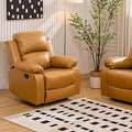 JBXBER Manual Recliner Sofa Set for Living Room, Leather Reclining Sofa Sets, Faux Leather Couch Set with Cup Holders, Drop-Down Table and Storage Console(Chair,Ginger)
