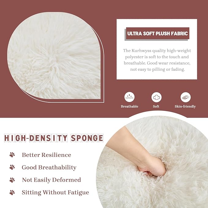 Upholstered Human Dog Bed for Adult & Pets, Convertible Lazy Sofa Bed with 5 Adjustable Position, Comfy Tatami Bean Bag Lounge Chair with 2 Soft Pillows for Bedroom Living Room (Beige Fluffy)