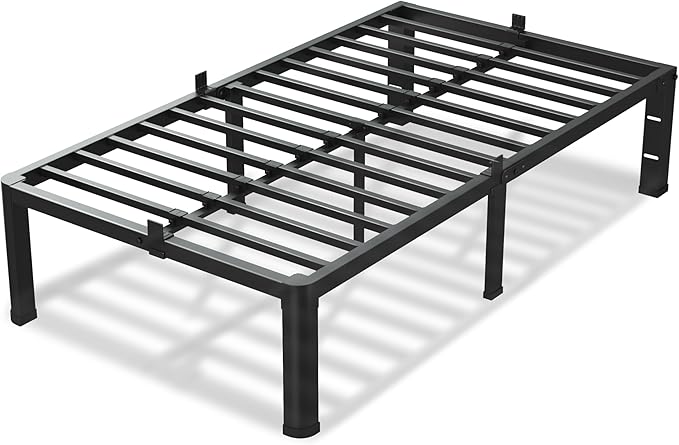 VIPSHOW 12 Inch Twin XL Bed Frame, 3500Lbs Heavy Duty Metal Platform with Round Corner Legs Mattress Slide Stopper, Steel Slat Support No Box Spring Needed, Noise Free, Non-Slip, Easy Assembly