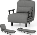 Giantex Convertible Sofa Bed, 3-in-1 Folding Sleeper Chair with 5-Position Adjustable Backrest, Wheels, 2 Legs, Recliner Chaise Lounge with Pillow, Armchairs for Nursery Living Room Office (Gray)