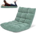 COSTWAY Floor Chair, Video Gaming Chairs with Back Support, Adjustable 14-Position, Alloy Steel Frame, Soft Coral Fleece, Lazy Sofa Lounge for Reading Living Room Recliner for Adults Kids (Green)