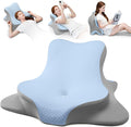 YRuiSofut Reading Pillow for Bed, Lying, Leaning and Prone, Ergonomic Memory Foam Bed Wedge Pillow for Headboard, Floor Cushions, Chin & Back Support Pillows on Bedrest Couch Floor-Blue