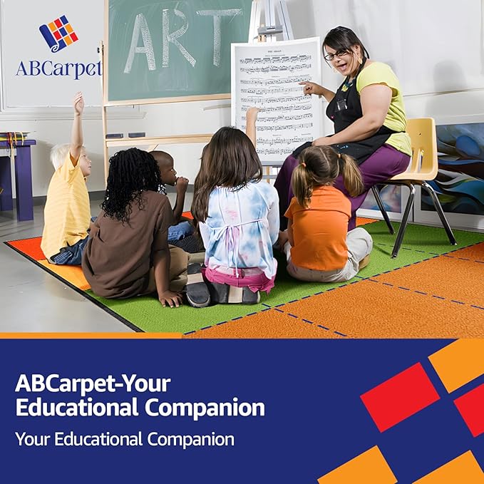 Classroom Rug 16 Seats Carpet for Elementary Preschool Homeschool Daycare Playroom Reading Circle Time Activity Soft Washable Foldable Non Slip Backing Rolling Packing (6.5 x 8.5 ft)