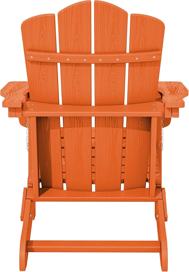 KINGYES Folding Adirondack Chair Set of 4, HDPE All-Weather Folding Adirondack Chair, Orange