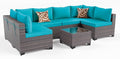 Kullavik 7 Pieces Outdoor Patio Furniture Set,Wicker Outdoor Sectional Sofa,All-Weather Patio Conversation Sets with Washable Thick Cushions & Coffee Table for Garden,Backyard,Balcony,Porch,Blue