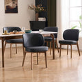 YOUNUOKE Upholstered Dining Chairs Set of 4, Modern PU Leather Dining Room Chair with Wood Legs, Widen Backrest Comfy Armless Side Kitchen Chairs, Black