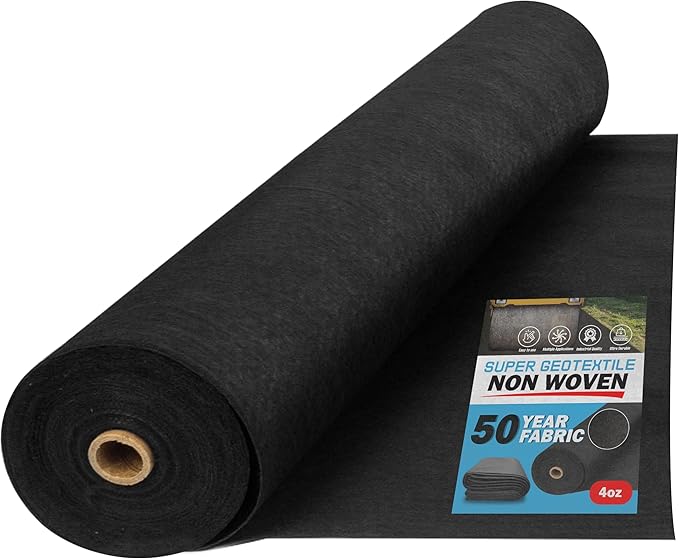 Super Geotextile 4, 6, 8 oz Non Woven Fabric for Landscaping, French Drains, Underlayment, Erosion Control, Construction Projects - 4 oz (10x25) Ships Folded