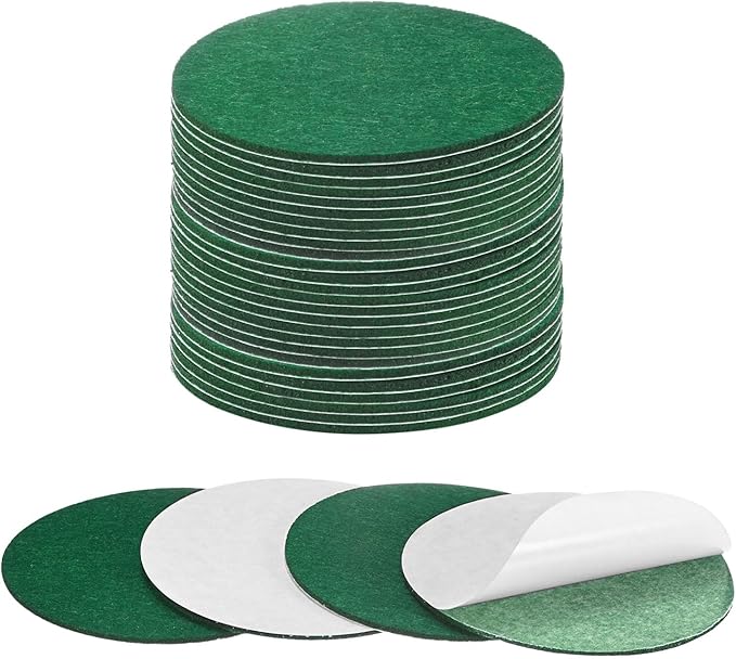 30-Pack Lamp Base Felt, 4.5 Inch Dia. 2mm Thick Self Adhesive Round Fabric Felt Pads for Lamp/Furniture/DIY, Non-Slip Fiber Backed Patch Circles with Adhesive Backing [Green]