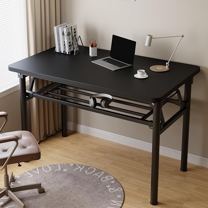 Folding Desk, 31.5" Foldable Desk for Small Spaces - Space Saving Folding Computer Desk, Portable Compact Design for Home Office, Bedroom, Dorm & Apartment, No Assembly Required