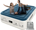 VOSSER Queen Air Mattress with Built-in Pump,18''Fast & Easy Inflation/Deflation Inflatable Mattress, Foldable Blow Up Mattress with Storage Bag, Inflatable Bed for Home, Camping & Guests