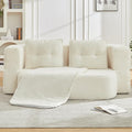 78.4" Convertible Sleeper Sofa Bed, Floor Couch Loveseat with Functional Blanket and 2 Soft Pillows,Corduroy Fabric Boneless Futon Couch for Living Room,Bedroom,Apartment(Beige)