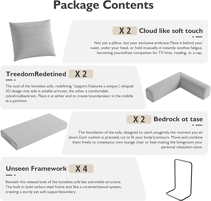 79 Inch 5-in-1 Convertible Sofa Bed, Corduroy Boneless Floor Couch with Fixed Frame & Pillow, Modular Folding Mattress Lounger for Small Space, Living Room, Bedroom - Easy Assembly(Light Gray)