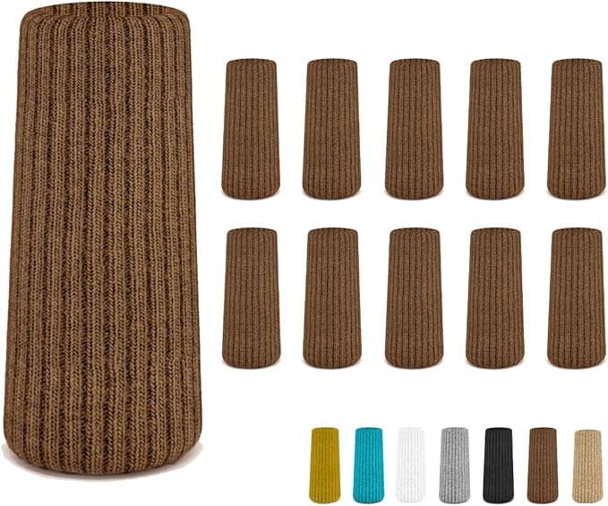 24 Pcs Brown Premium Chair Leg Socks Protectors for Hardwood Floors - Do not Easily Fall Off - Very Easy to Put on - Fits All Leg Shapes - High Elastic Bar Stool Leg Covers - Furniture Pads