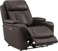 Watson & Whitely Electric Recliner Chairs for Adults, Oversized Genuine Leather Recliner, Super Zero Gravity Reclining Chair W Triple-Motor Adjustable Headrest & Lumbar Support, Dark Brown