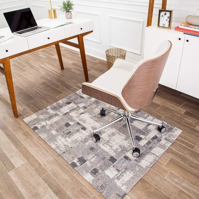Anji Mountain Rug'd Office Chair Mat for Carpet & Hardwood Floor - Jacquard Woven Top, Anti-Slip Backing, Low Pile, Floor Protector Desk Chair Mat, Office Rugs for Rolling Chairs (40 x 54)