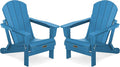 SERWALL Foldable Adirondack Chair Set of 2 for Patio Garden Outdoors Fire Pit Chairs-Navy Blue