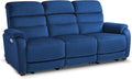 MCombo 87.2'' Wall Hugger Power Recliner Sofa with Drop Down Table, Reclining Sofa with Adjustable Headrest, USB Charge Ports, Reading Lamp, for Living Room, RVs, Fabric, ST258M3 (3-Seater, Navy Blue) | Zero Wall Hugger