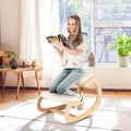 Giantex Ergonomic Kneeling Desk Chair, Rocking Knee Chair with Cushion & Solid Wood Frame, Natural Relief for Neck or Back Pain, Posture Chair for Desk, Home, Office, Max Load 330 Lbs (Beige)