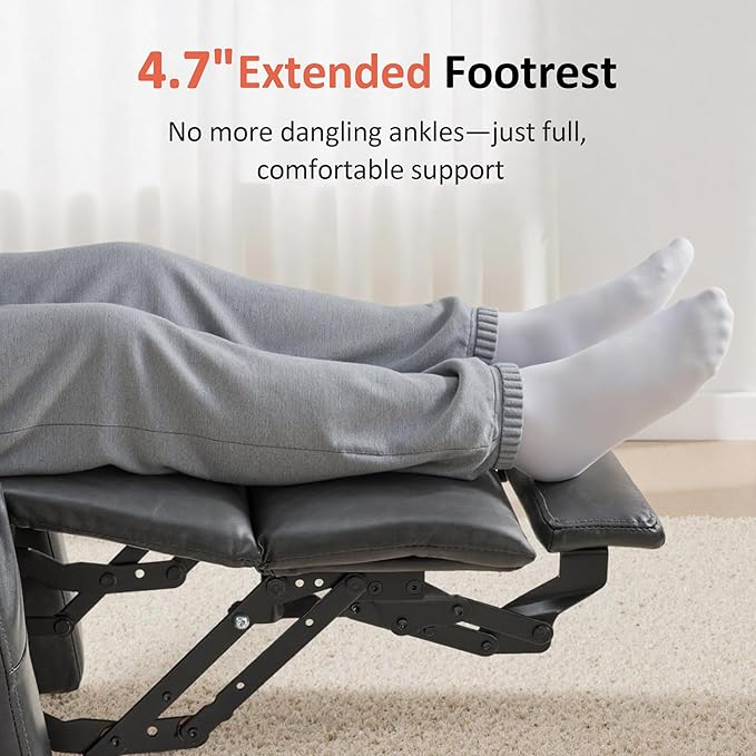 MCombo Large Power Lift Recliner Chair for Elderly, Lift Chair with Heat and Massage for Tall People, Extended Footrest, USB & Type C Ports, Cup Holders, Faux Leather 7516 (Large, Grey)
