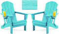 Folding Adirondack Chair Wood Texture, Patio Chairs Weather Resistant, Outdoor Chair, Lawn Chair with Cup Holder, Fire Pit Chair for Deck, Outdoor, Porch, Backyard
