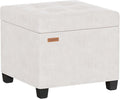 ABHENG 17.7 inches Chenille turfed Ottomans Cube with Storage, Metal-Framed Square Storage Ottoman Foot Rest Stool Holds 770 LB for Dorm Living Room Bedroom White UASND641W