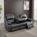 JBXBER Manual Recliner Sofa Set for Living Room, Leather Reclining Sofa Sets, Faux Leather Couch Set with Cup Holders, Drop-Down Table and Storage Console(Sofa,Black)