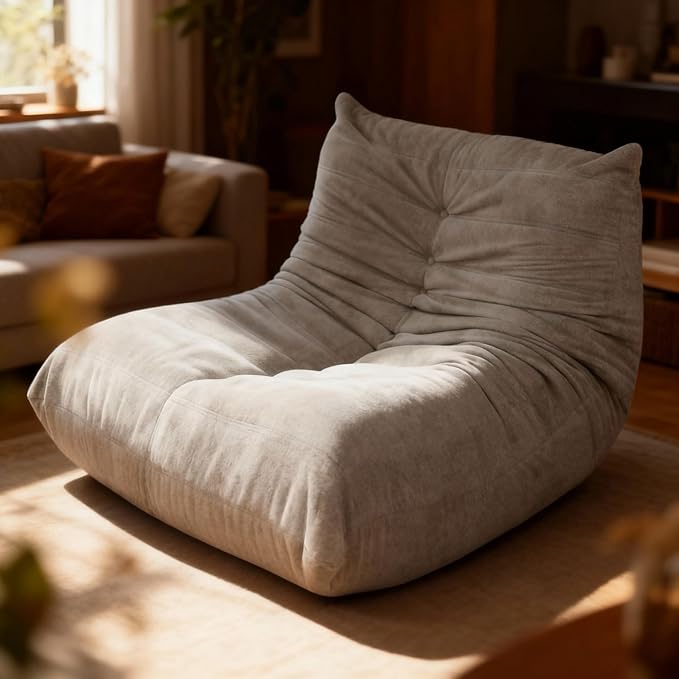 Sytopia Bean Bag Chair, Large Reading Chair for Adults Ultra-Comfy, Corner Floor Sofa 40D Foam, Togo Sofa Furniture for Living Room Bedroom Gaming, Urban Grey