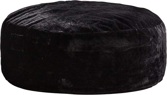 Hobestluk Bean Bag Chairs Giant Beanbag Chair with Filler, Memory Foam Bean Bags with Fluffy & Machine Washable Cover, Bean Bag Chairs for Aduts for Living Room, Bedroom (BLACK, 5FT - 50” x 50” x 24”)