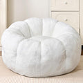 Bean Bag Chairs for Adults, Teens Beanbag Reading Chair with Petal Arm Rest, Comfy Faux Fur Fluffy Bean Bag for Youth Living Room, Bedroom, Dorm, Game - White, Large, Low Support