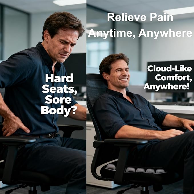Inflatable Seat Cushion, Pressure Relief Airplane Seat cushion for Long Flights Without Air Pump, Portable Car Seat Cushions,Office Chair Wheelchair Cushions Relief Discomfort in Coccyx&Buttock