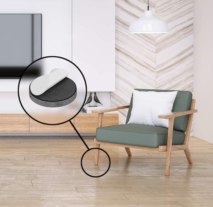 Slipstick Premium Wool Felt Furniture Pads/Floor Protectors (1 Inch Round Value Pack) Includes 40 Heavy-Duty Felt Chair Leg Pads with Self-Stick Adhesive, Gray, CB115
