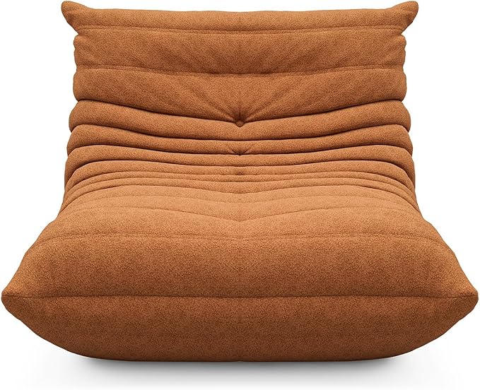 cebihy Premium Quality Fireside Togo Sofa Bean Bags Chair for Adults Giant BeanBag Chairs Floor Couch for Living Room Bedroom Dorm Office, Compression Togo Couch, No Assembly Required, Orange