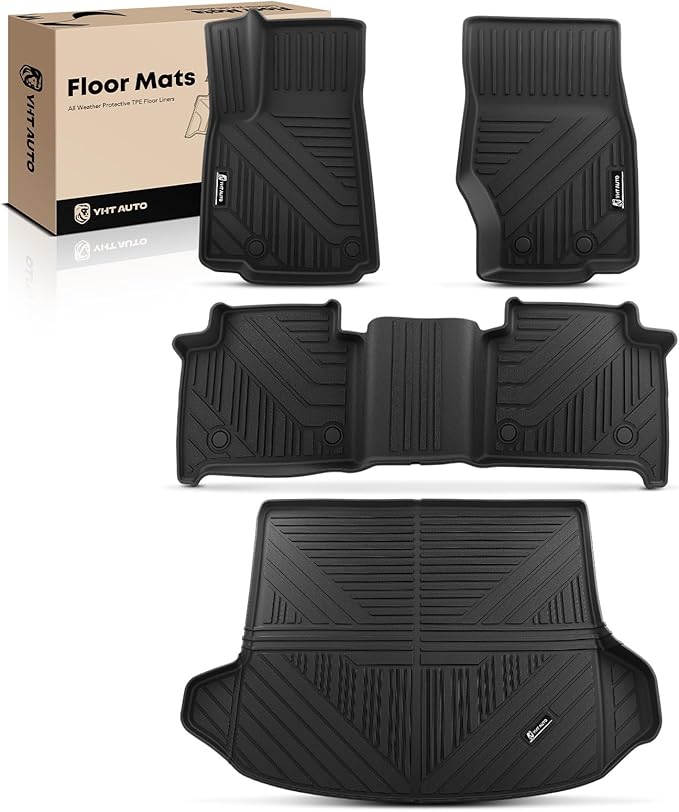 YHTAUTO Floor Mats & Cargo Mat Compatible with Jeep Grand Cherokee WL 2022-2025 5 Seats Non L or WK, TPE All Weather Car Mats Waterproof Anti-Slip Odorless Floor Liner Trunk Mat