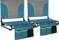 HIGH POINT SPORTS Folding Stadium Seat Bleacher Chair with Mesh Bag and Hide Hooks, Portable Stadium Chair with Back, Outdoor Comfort Chair, Blue Green