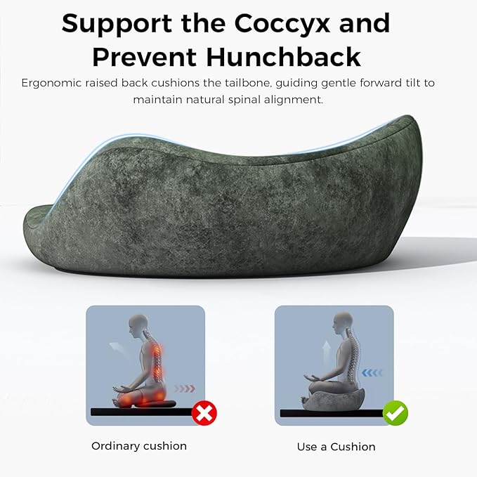 UTJZIB Meditation Cushion & Pillow Seat - No More Numb Legs Comfortable Memory Foam Sitting for Adult, idea for Reading, Yoga.
