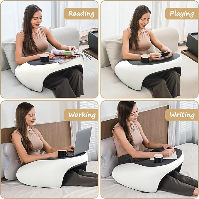 Reading Pillow, Lap Desk Pillow for Adult, Gaming Pillow Memory Foam for Arm Support, Arm Rest for Working, Crocheting, Playing Game or Siting in Bed, Floor, Sofa (Grey)