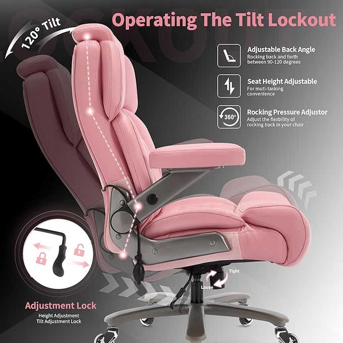 Big and Tall Office Chair 700lbs - Adjustable Headrest&Lumbar Support, 3D Flip Arms, Large Wheels &Heavy Duty Metal Base, Ergonomic High Back Computer Chair Desk Chair, Thick Padded Extra Wide Seat