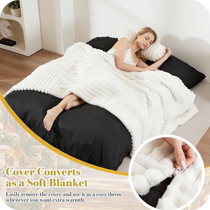 5 in 1 Bean Bag Chair with A Roll Pillow,Giant Bean Bag Chairs for Adults,Ultra Soft & Machine Washable Cover,Convertible Sofa Bed Floor Couch Lounger for Living Room,Bedroom