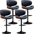 Aowos Bar Stools Set of 4, Adjustable Swivel Barstools for Kitchen Island, Mid Century Modern Leather Upholstered Counter Height Bar Chairs with Back & Footrest (Blue)