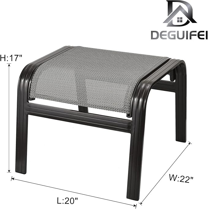 Deguifei Patio Ottomans Outdoor Foot Rest Aluminum Patio Footstool Samll Seat Wicker Furniture Patio Ottoman 2 Pieces Grey