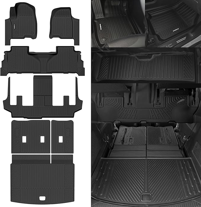 Naibeve Floor Mats for 2025 2026 Chevrolet Suburban/GMC Yukon XL/Cadillac Escalade ESV 7 Seats Bucket Seats - All Weather for Suburban/Yukon XL/Escalade ESV Floor Mats Cargo Mat 3rd Row Backrest Mats